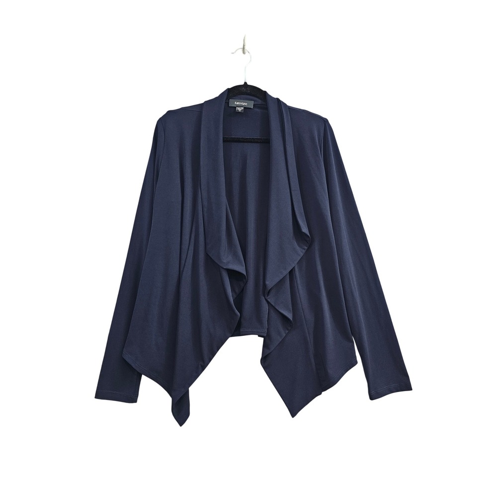 Karen Kane Open Front Cardigan Womens M Navy Blue Drape Waterfall L51530